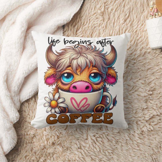 Coussin La vie commence après le café  (Couverture)