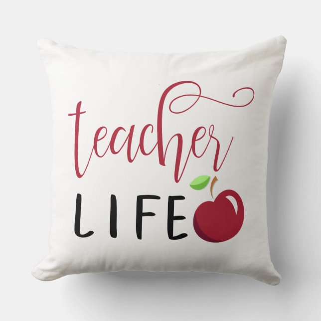 Coussin la vie d'enseignant pomme rouge enseignants (Recto)
