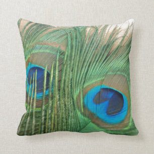 Coussin La vie d'or de deux plumes toujours de paon