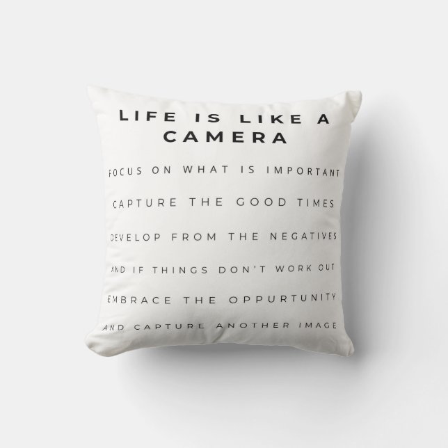 Coussin La vie est comme une caméra (Recto)