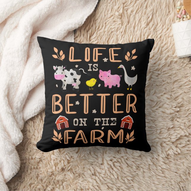 Coussin La Vie Est Meilleure À La Ferme Mets Animaux Fermi (Couverture)