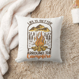 Coussin La vie est meilleure au feu de camp de voyage