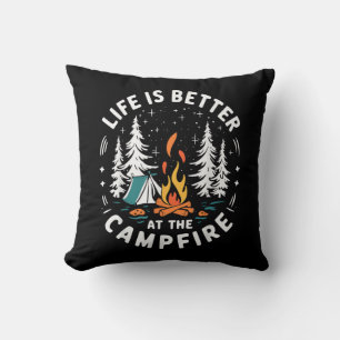 Coussin La vie est meilleure au feu de camp drôle de campi