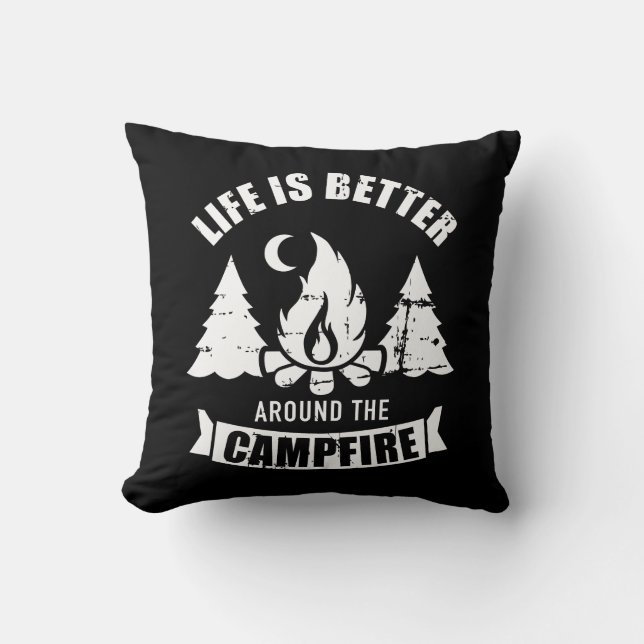 Coussin La vie est meilleure autour du camping (Recto)