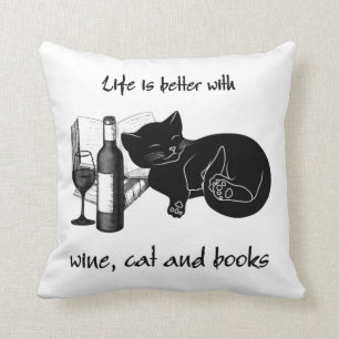 COUSSIN LA VIE EST MEILLEURE AVEC CHAT DE VIN ET LIVRES