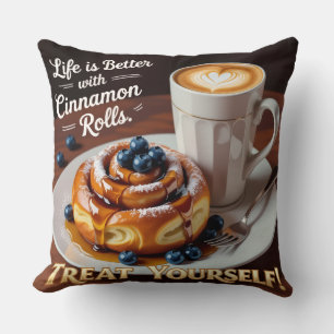 Coussin La vie est meilleure avec la cannelle gâteau se tr
