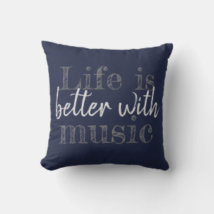 Coussin LA VIE EST MEILLEURE AVEC LES lettres de musique
