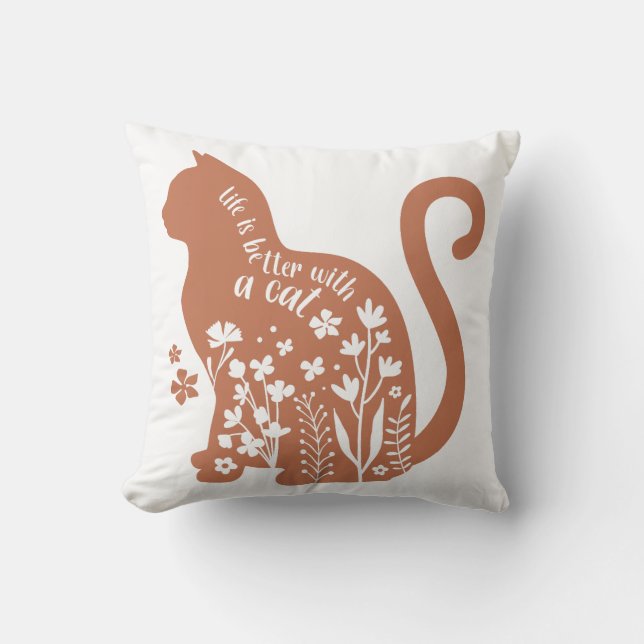 Coussin La Vie Est Meilleure Avec Un Chat (Recto)