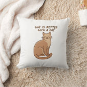 Coussin La vie est meilleure avec un chat – Design mignon (Couverture)