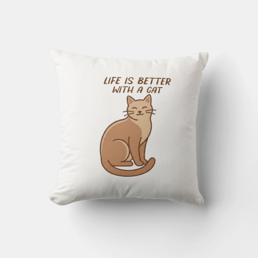 Coussin La vie est meilleure avec un chat – Design mignon (Recto)