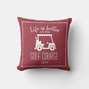 Coussin La vie est meilleure Golf Cart Bourgogne Monogramm