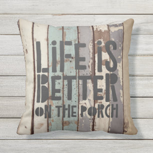 Coussin La vie est meilleure sur la plage de Porch Rustic