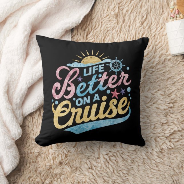 Coussin La Vie Est Meilleure Sur Une Croisière Famille Vac (Couverture)