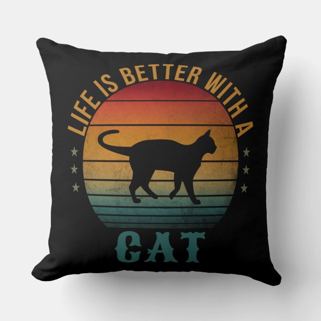 COUSSIN LA VIE EST MIEUX AVEC UN CHAT  (Recto)
