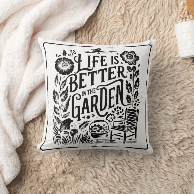Coussin La Vie Est Mieux Dans Le Jardin (Couverture)