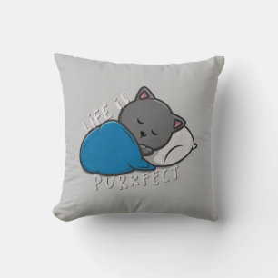 Coussin La vie est parfaite - Chat couché