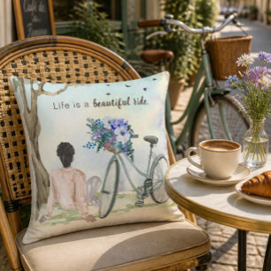 Coussin La vie est un beau voyage à bicyclette