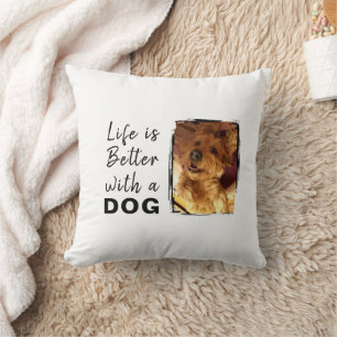 Coussin La vie meilleur chien 2 photo nom blanc noir