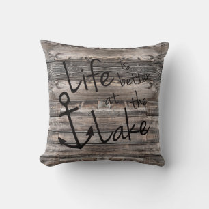 Coussin LA VIE rustique EST MEILLEURE AU LAC  