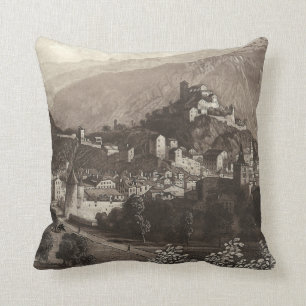 Coussin La ville de la gravure antique de Sion Rudisuhli
