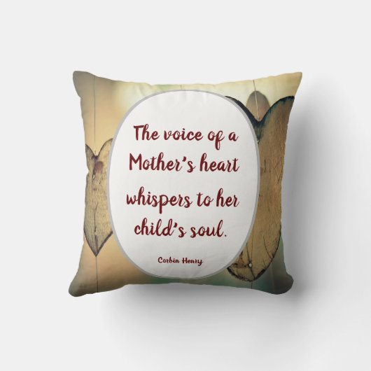 Coussin La Voix d'une mère pleure le coeur (Verso)