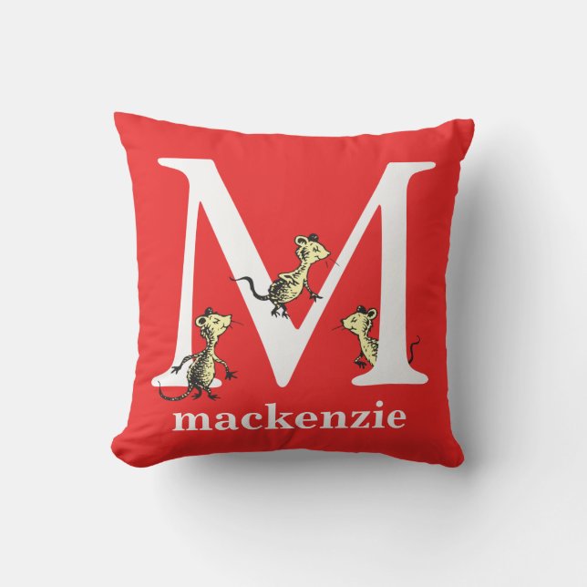 Coussin L'ABC de Dr Seuss : Lettre M - Blanc | Ajoutez vot (Recto)