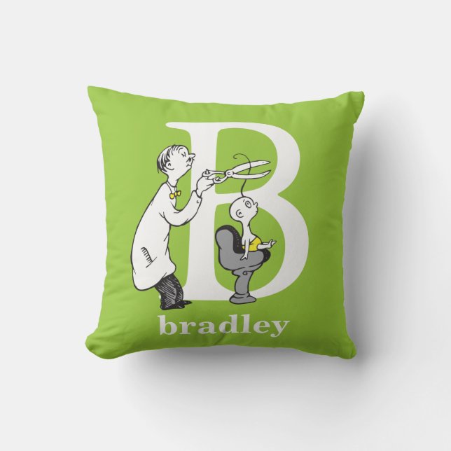 Coussin L'ABC du Dr Seuss : Lettre B - Blanc | Ajoutez vot (Recto)
