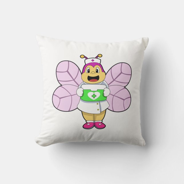 Coussin L'abeille comme infirmière avec le premier kit de  (Recto)