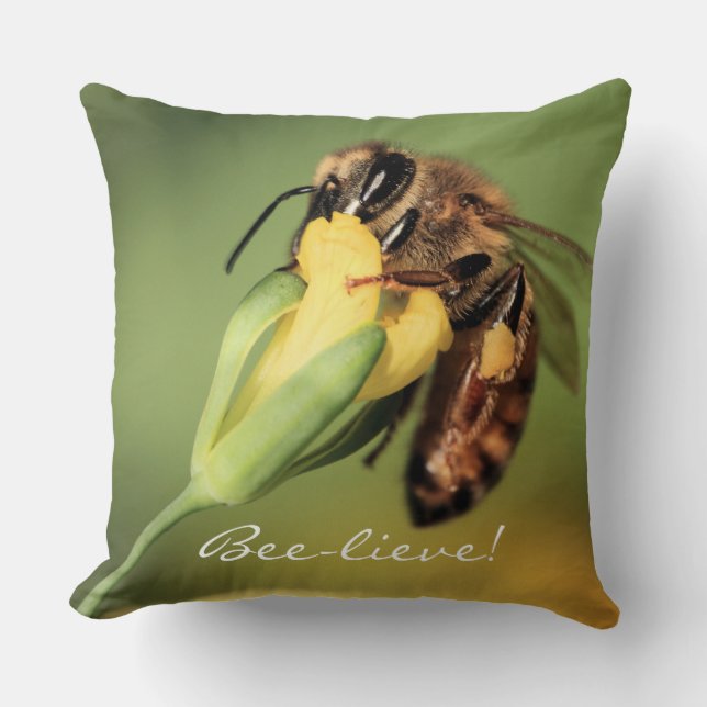 Coussin L'abeille mignonne fraîche de miel d'amusement (Recto)
