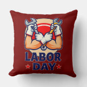 Coussin Labor Day Strong Worker Hands Illustration (Recto)