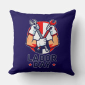 Coussin Labor Day Tools Crossed Worker Design (Recto)