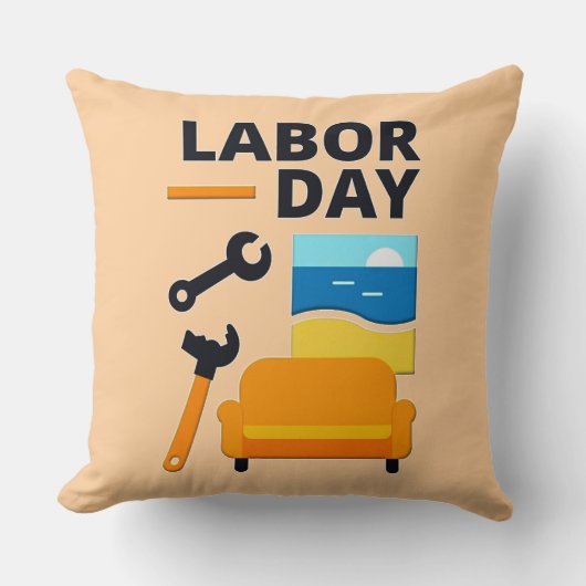 Coussin Labor Day Work Hard Relax Design with Tools (Recto)