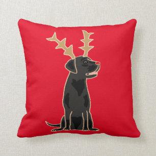 Coussin Laboratoire noir drôle avec Noël d'andouillers d