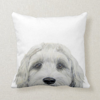 Coussin Labradoodle blanc Peinture originale de miart