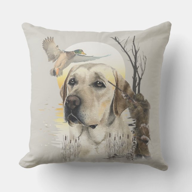 Coussin Labrador, chasse aux canards (Recto)