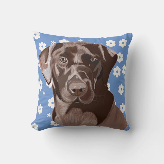 Coussin Labrador chocolat marron (Recto)