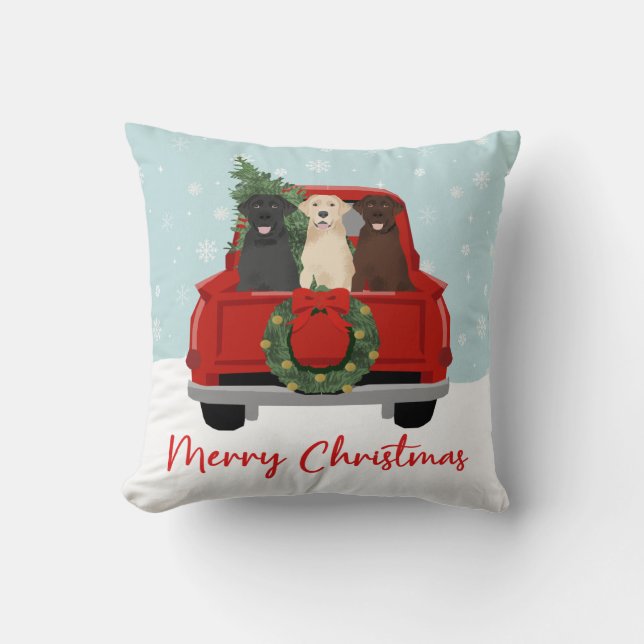 Coussin Labrador Christmas Truck (Recto)