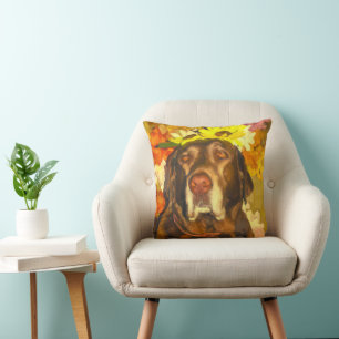 Coussin Labrador en fleurs