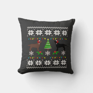 Coussin Labrador noir et Labrador chocolat Joyeux Noël