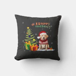 Coussin Labrador Retriever Chien de Noël Joyeux Noël Sapin