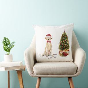 Coussin Labrador Retriever Jaune Chien de Noël Drôle