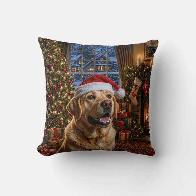 Coussin Labrador Retriever jaune de vacances  (Recto)