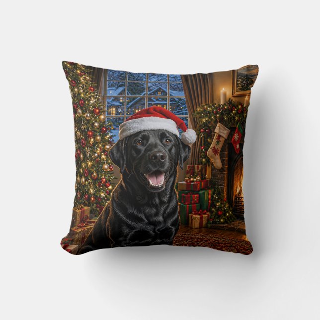Coussin Labrador Retriever noir de vacances  (Recto)