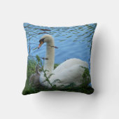 Coussin Lac baby de cygne et de jeune cygne de mère de nid (Verso)