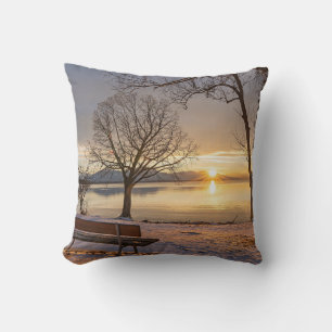 Coussin Lac Chiemsee, coucher du soleil,