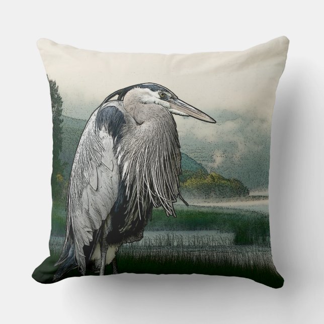 Coussin Lac heron (Recto)