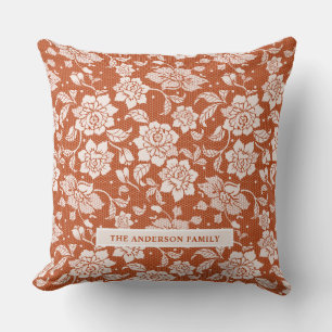 Coussin Lace d'automne orange rouille