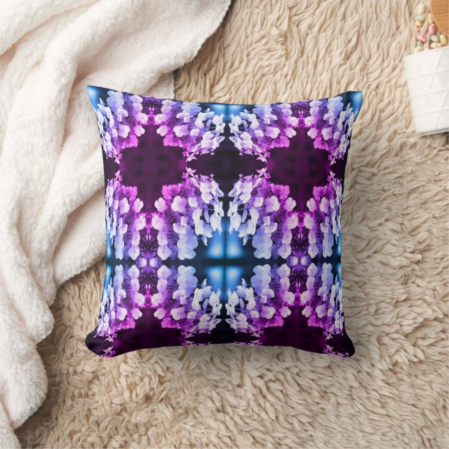 Coussin Lacecap Hydrangea Noir Blanc teint Abstrait (Couverture)