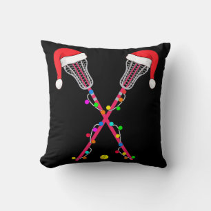 Coussin Lacrosse Santa Hat Noël Lumières Amusants Sport No