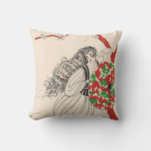 Coussin LADY AVEC BOUMBRELLA Art Déco Beauté Cheveux mode
